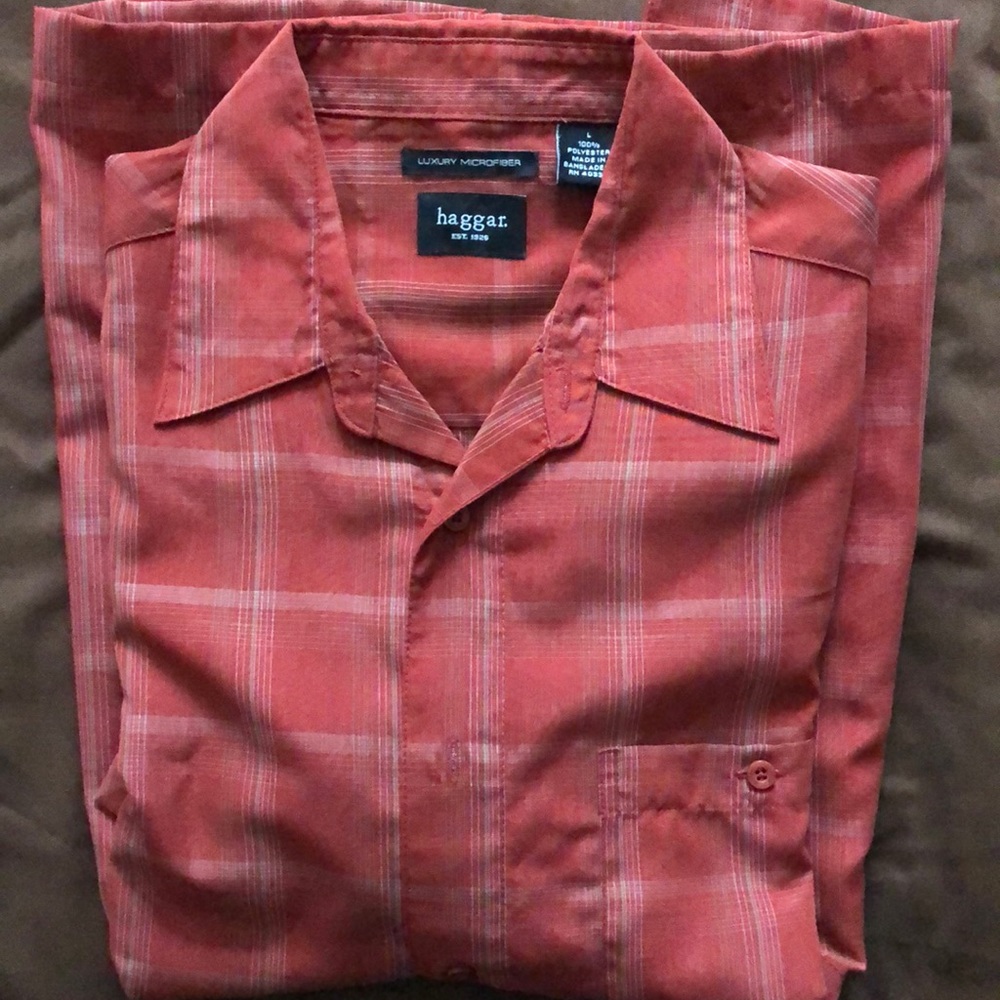 Men’s Haggar Short sleeve button rust large